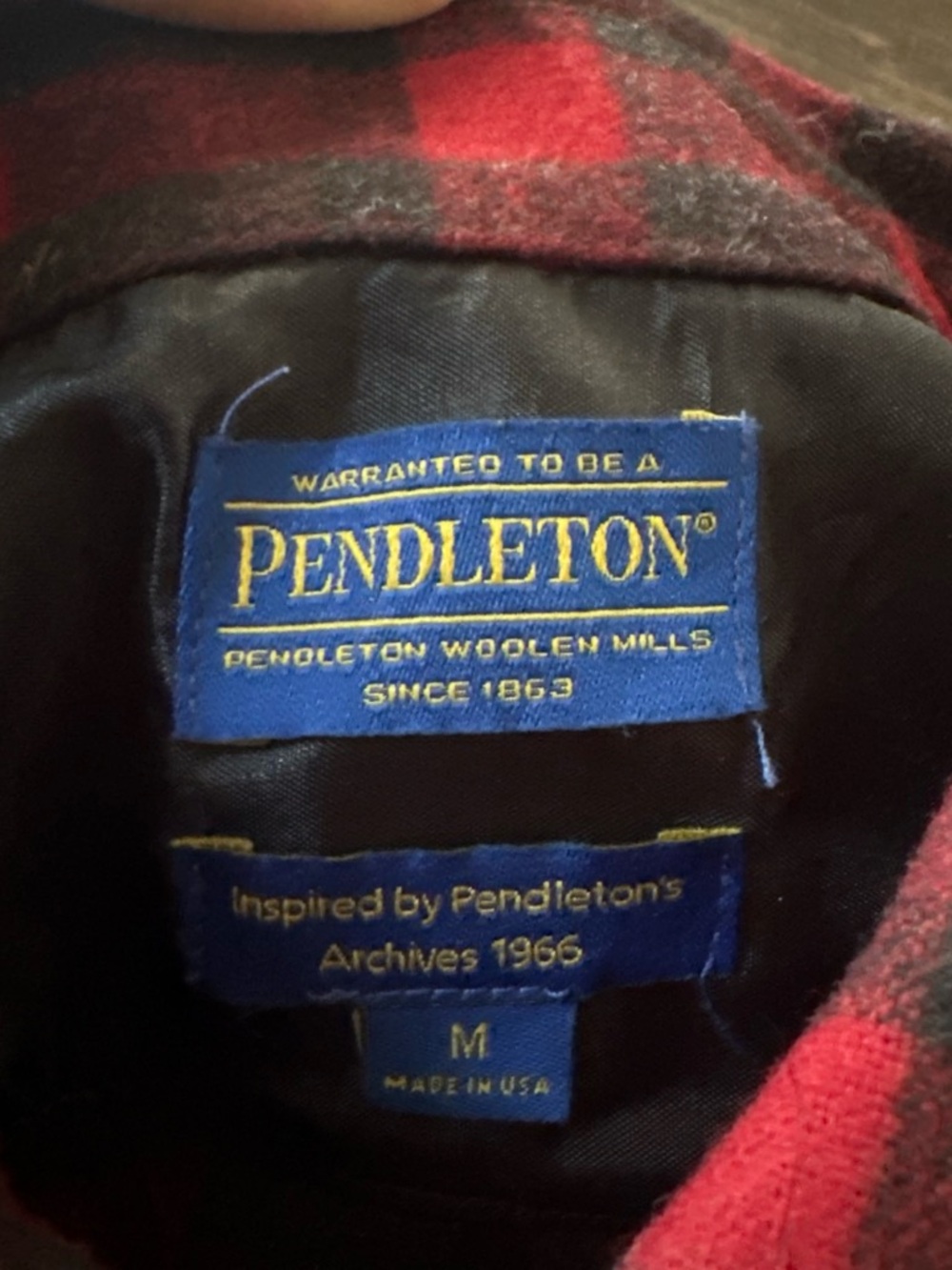 Pendleton Red and Black Plaid Wool Button-Down Shirt - Picture 4 of 5